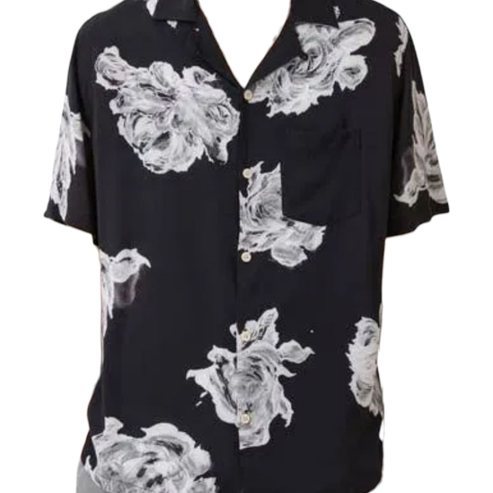 ALLSAINTS Men's Gallica Short Sleeve Camp Shirt Floral Print M